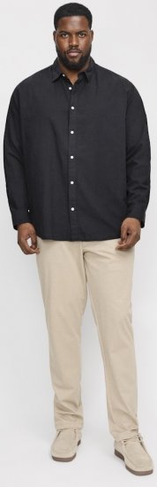 Jack & Jones Breeze Linen Blend Long Sleeve Shirt Black - Krekli - Krekli - 2XL-8XL