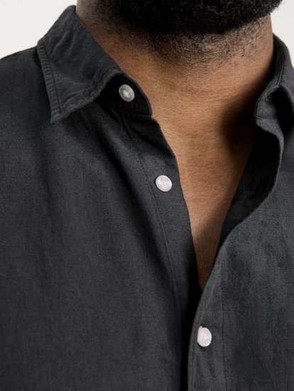 Jack & Jones Breeze Linen Blend Long Sleeve Shirt Black - Krekli - Krekli - 2XL-8XL