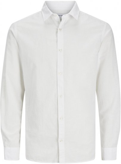 Jack & Jones Breeze Linen Blend Long Sleeve Shirt White - Krekli - Krekli - 2XL-8XL