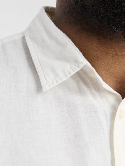 Jack & Jones Breeze Linen Blend Long Sleeve Shirt White - Krekli - Krekli - 2XL-8XL