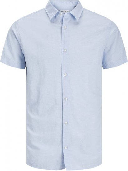 Jack & Jones Breeze Linen Blend Short Sleeve Shirt Chambray Blue - Krekli - Krekli - 2XL-8XL