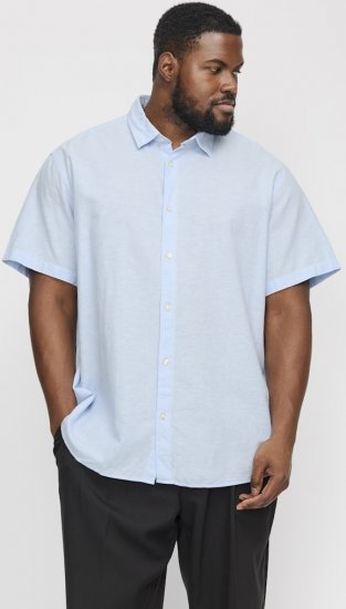 Jack & Jones Breeze Linen Blend Short Sleeve Shirt Chambray Blue - Krekli - Krekli - 2XL-8XL