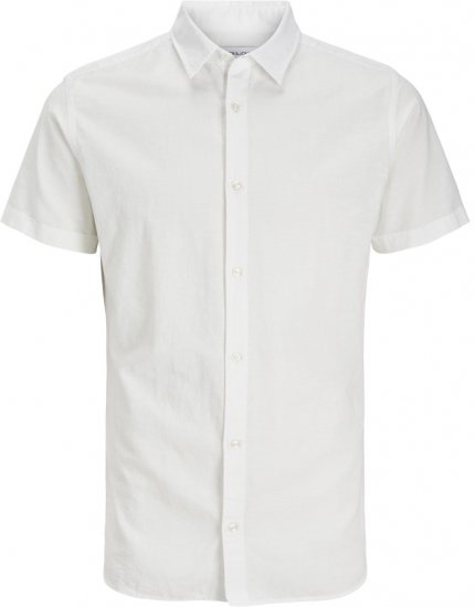 Jack & Jones Breeze Linen Blend Short Sleeve Shirt White - Krekli - Krekli - 2XL-8XL