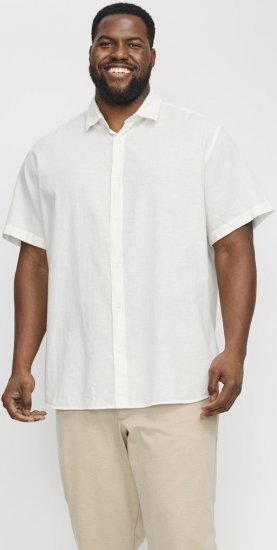 Jack & Jones Breeze Linen Blend Short Sleeve Shirt White - Krekli - Krekli - 2XL-8XL