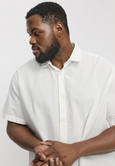 Jack & Jones Breeze Linen Blend Short Sleeve Shirt White - Krekli - Krekli - 2XL-8XL