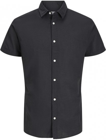 Jack & Jones Breeze Linen Blend Short Sleeve Shirt Black - Krekli - Krekli - 2XL-8XL