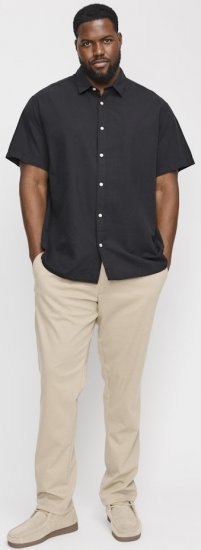 Jack & Jones Breeze Linen Blend Short Sleeve Shirt Black - Krekli - Krekli - 2XL-8XL