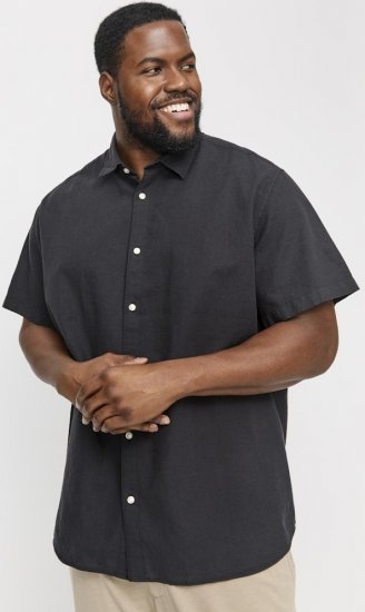 Jack & Jones Breeze Linen Blend Short Sleeve Shirt Black - Krekli - Krekli - 2XL-8XL