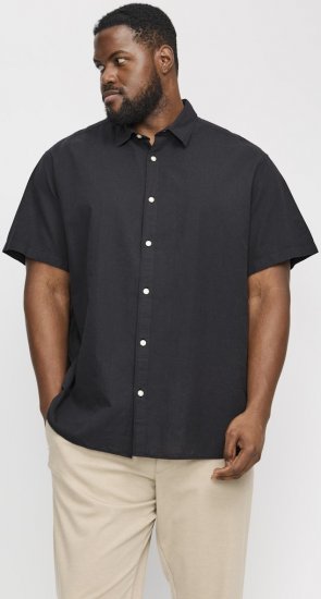 Jack & Jones Breeze Linen Blend Short Sleeve Shirt Black - Krekli - Krekli - 2XL-8XL