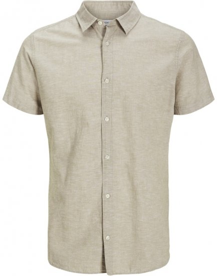 Jack & Jones Breeze Linen Blend Short Sleeve Shirt Beige - Krekli - Krekli - 2XL-8XL