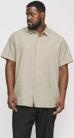 Jack & Jones Breeze Linen Blend Short Sleeve Shirt Beige - Krekli - Krekli - 2XL-8XL