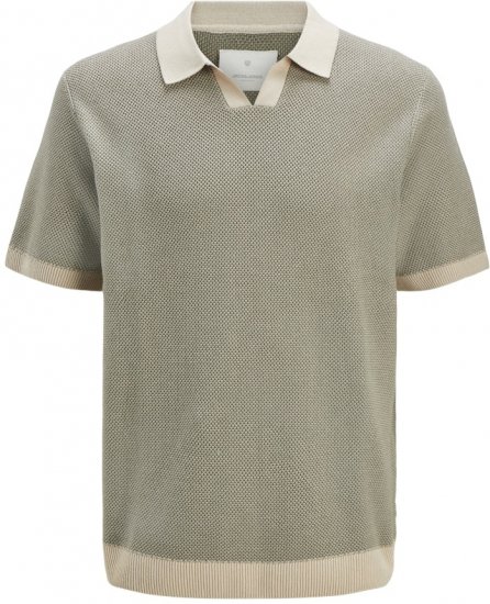 Jack & Jones Ceaston Knit Short Sleeve Sweater Vetiver - Džemperi un džemperi ar kapuci - Džemperi - 2XL-14XL