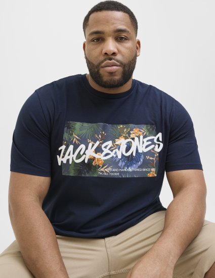 Jack & Jones Hawaii Shape Crew Neck T-Shirt Navy - T-krekli - T-krekli - 2XL-14XL