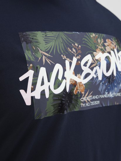 Jack & Jones Hawaii Shape Crew Neck T-Shirt Navy - T-krekli - T-krekli - 2XL-14XL