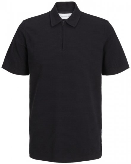 Jack & Jones Benja Short Sleeve Zip Polo Black - Polo krekli - Polo krekli - 2XL-8XL