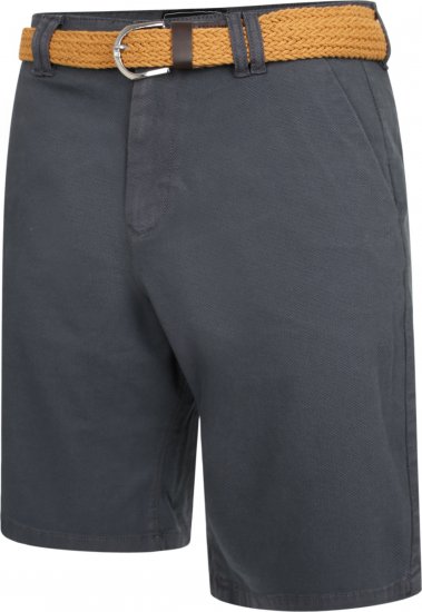 Kam Jeans 3402 Belted Dobby Weave Stretch Chino Shorts Charcoal - Šorti - Šorti - W40-W60