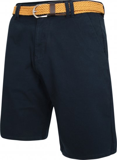 Kam Jeans 3402 Belted Dobby Weave Stretch Chino Shorts Navy - Šorti - Šorti - W40-W60