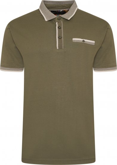 Kam Jeans Jersey Polo with Jacquard Collar/Cuffs Khaki - Polo krekli - Polo krekli - 2XL-8XL