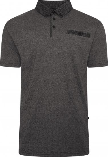 Kam Jeans 5501 Marl Polo with Contrast Dobby Woven Collar Black - Polo krekli - Polo krekli - 2XL-8XL