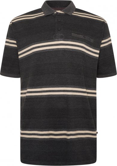 Kam Jeans 5506 Stripe Rugby Polo With Jacquard Collar & Cuffs Charcoal - Polo krekli - Polo krekli - 2XL-8XL