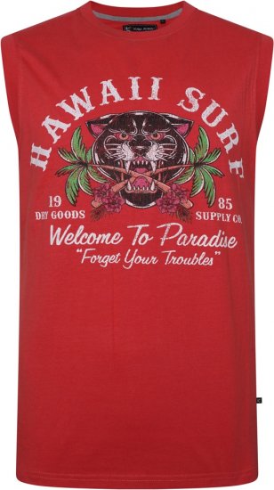 Kam Jeans 5763 Hawaii Surf Vest Sleeveless T-Shirt Washed Red - T-krekli - T-krekli - 2XL-14XL