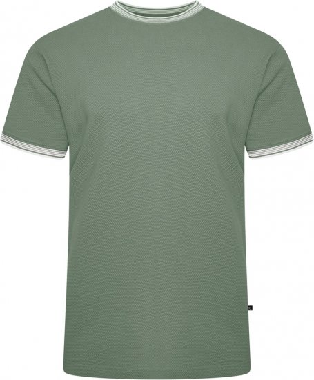 Kam Jeans 5779 Textured Body With Contrast Neck And Cuffs T-Shirt Elm Green - T-krekli - T-krekli - 2XL-14XL