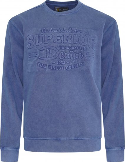 Kam Jeans 7065 Crew Neck Washed Embossed Sweatshirt Indigo - Džemperi un džemperi ar kapuci - Džemperi - 2XL-14XL