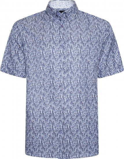 Kam Jeans P032 Premium Floral Short Sleeve Shirt Blue - Krekli - Krekli - 2XL-8XL