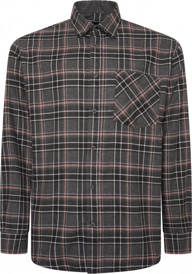 Kam Jeans P041 Premium Flannel Check Long Sleeve Shirt Charcoal - Krekli - Krekli - 2XL-8XL