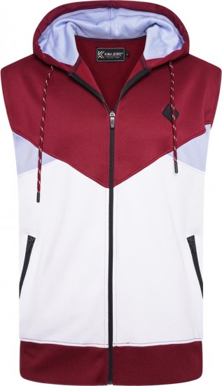 Kam Jeans TS006 Retro Pannelled Tracky Set (Shorts/Sleeveless Hoodie) Red - Treniņtērpi - Liela izmēra Treniņtērpi vīriešiem