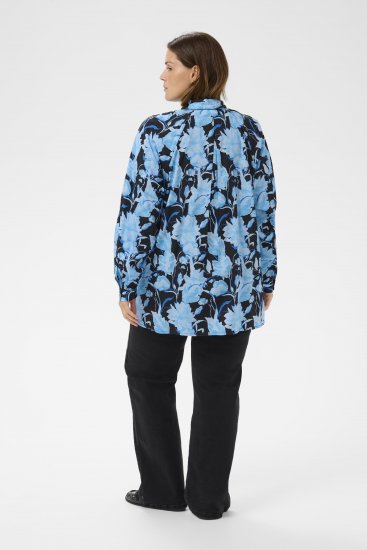 Kaffe Curve Sasja Krekls ar garām piedurknēm Blue Snake Flower - Blūzes & tunikas - 