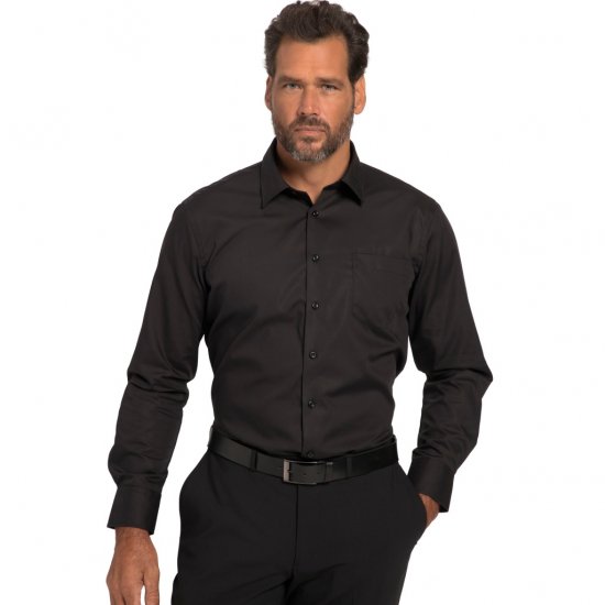 JP1880 Shirt Business Modern Fit Long Sleeve Non-Iron Black TALL - VĪRIEŠU APĢĒRBS MT-6XLT - Apģērbs gariem vīriešiem