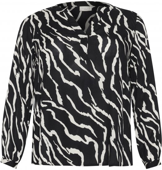 Kaffe Curve Mirta Tilly Blūze Melna/Antique Zebra Raksts - Blūzes & tunikas - 