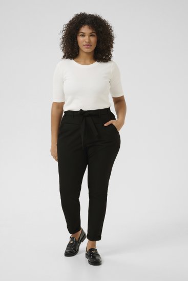 Kaffe Curve Jia Bikses ar jostu Dziļi melna - Džinsi & Bikses Lielos Izmēros – Plus Size - 