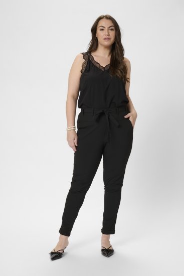 Kaffe Curve Jia Bikses ar jostu Dziļi melna - Džinsi & Bikses Lielos Izmēros – Plus Size - 