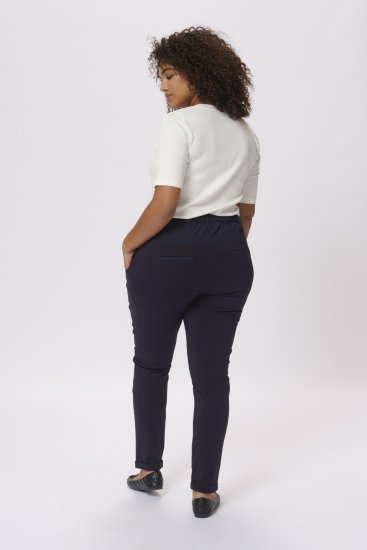 Kaffe Curve Jia Bikses ar jostu Pusnakts jūras zilā - Džinsi & Bikses Lielos Izmēros – Plus Size - 