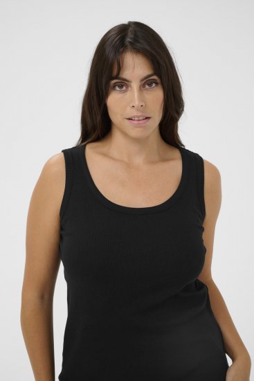 Kaffe Curve Carina Tops bez piedurknēm Dziļi melna - T-krekli - 