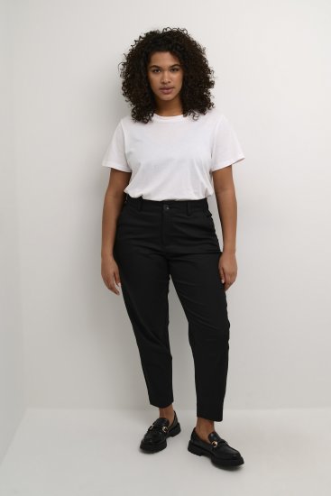 Kaffe Curve Leana Chino 7/8 Bikses Dziļi Melna - Džinsi & Bikses Lielos Izmēros – Plus Size - 