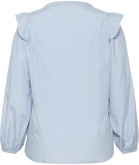 Kaffe Curve Lenia Flounce Shirt Powder Blue Stripe - Kreklblūzes - 