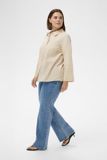 Kaffe Curve Josa Shirt Feather Grey Stripe - Kreklblūzes - 