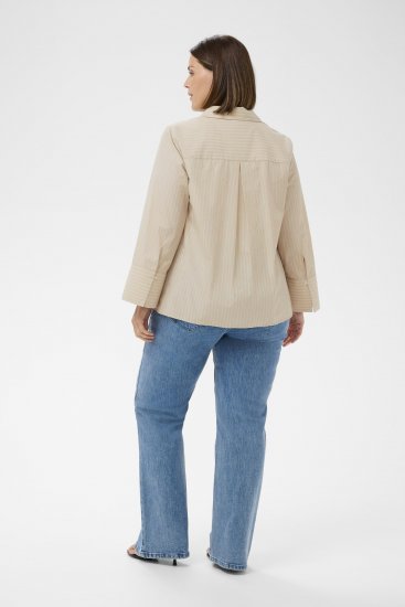 Kaffe Curve Josa Shirt Feather Grey Stripe - Kreklblūzes - 