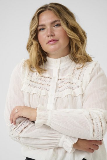 Kaffe Curve Jessa Shirt Long Sleeve White - Kreklblūzes - 