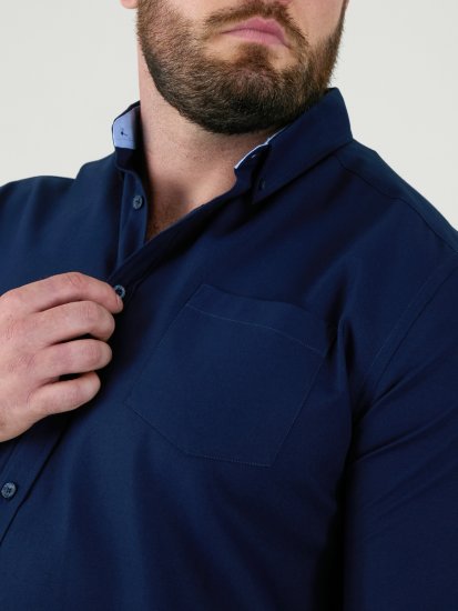 D555 Richard Oksforda Krekls Ar Garām Piedurknēm TALL Tumši Zils - TALL krekli - 