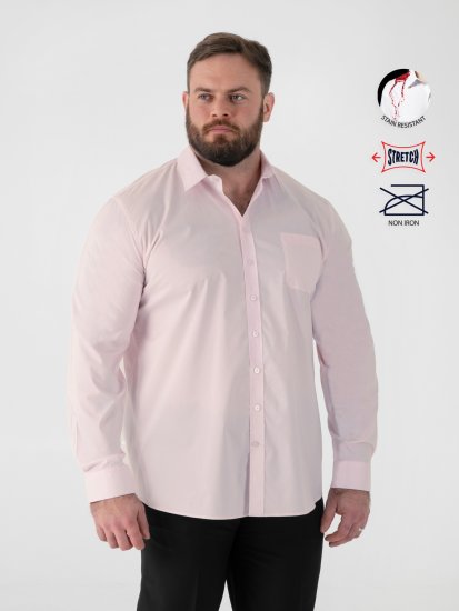 D555 Oliver Traipus Atgrūdošs Negludināms Elastīgs Krekls Ar Garām Piedurknēm Rozā - Krekli - Krekli - 2XL-8XL