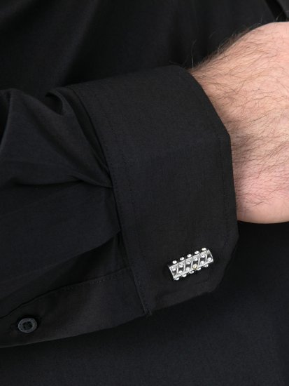 D555 Oliver Traipus Atgrūdošs Negludināms Elastīgs Krekls Ar Garām Piedurknēm Melns - Krekli - Krekli - 2XL-8XL