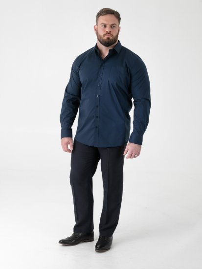 D555 Oliver Traipus Atgrūdošs Negludināms Elastīgs Krekls Ar Garām Piedurknēm Tumši Zils - Krekli - Krekli - 2XL-8XL