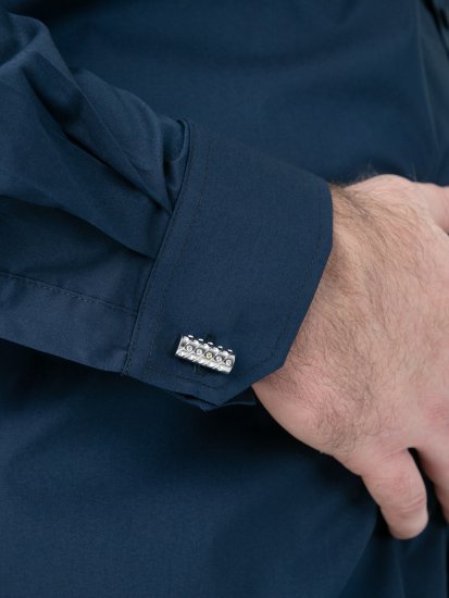 D555 Oliver Traipus Atgrūdošs Negludināms Elastīgs Krekls Ar Garām Piedurknēm Tumši Zils - Krekli - Krekli - 2XL-8XL