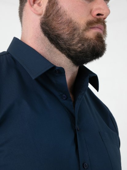 D555 Oliver Traipus Atgrūdošs Negludināms Elastīgs Krekls Ar Garām Piedurknēm Tumši Zils - Krekli - Krekli - 2XL-8XL
