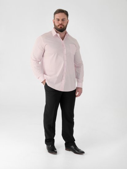 D555 Oliver Traipus Atgrūdošs Negludināms Elastīgs Krekls Ar Garām Piedurknēm Rozā - Krekli - Krekli - 2XL-8XL