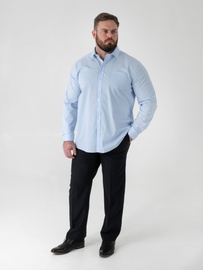 D555 Oliver Traipus Atgrūdošs Negludināms Elastīgs Krekls Ar Garām Piedurknēm Debeszils - Krekli - Krekli - 2XL-8XL